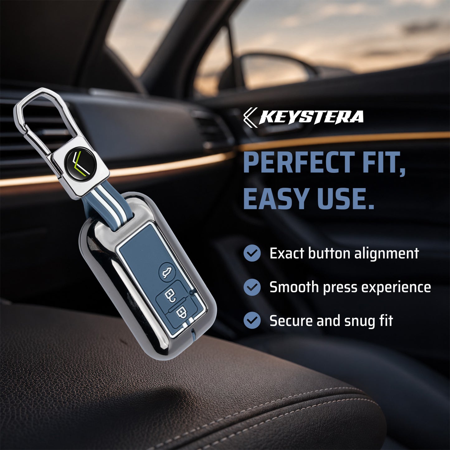 Metal Key Cover Compatible For Suzuki : Baleno, Swift, Ertiga, XL6, DZire, Fronx, Scross, Celerio, Ciaz, Brezza, Grand Vitara, Jimny, Ignis (3 Button Smart key)