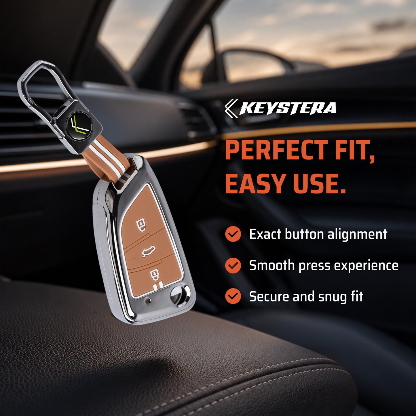 Metal Key Cover With Key Chain Compatible With B29 Model Universal Flip Key