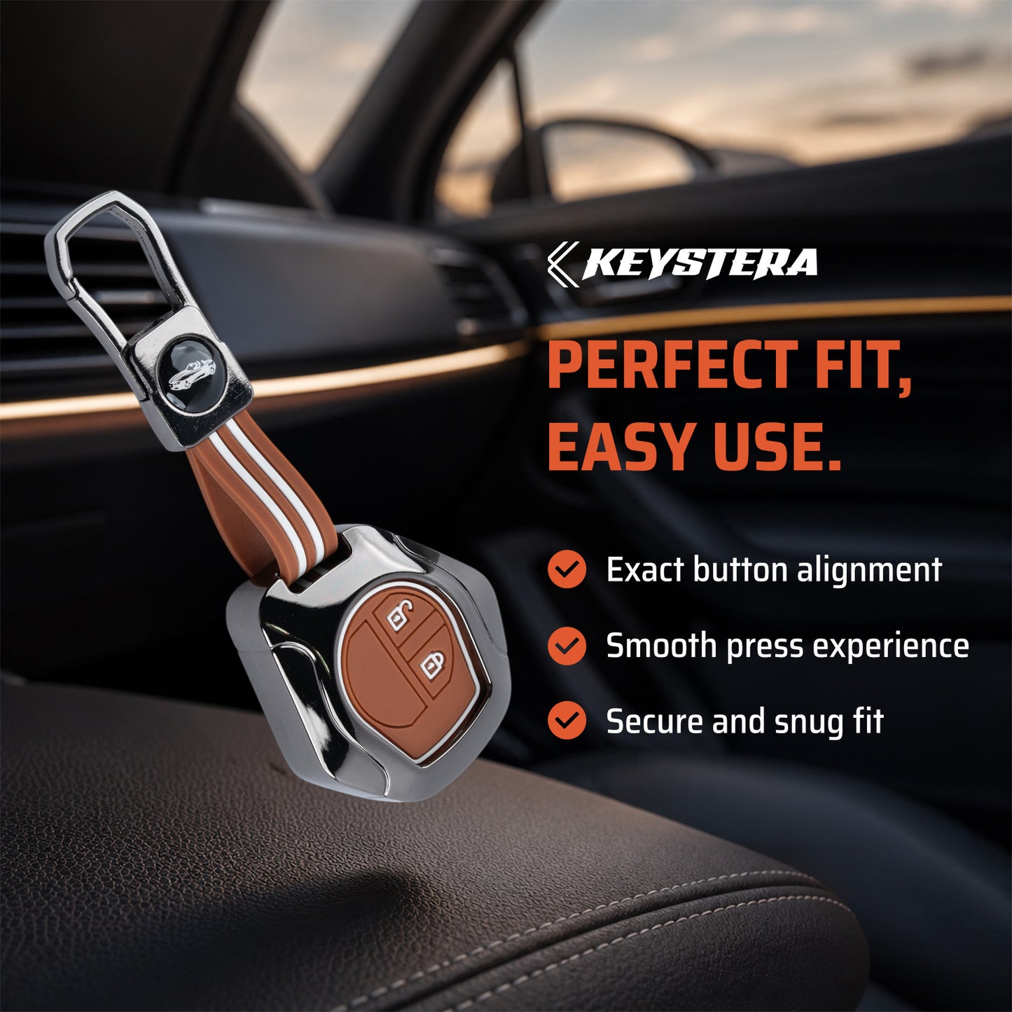 Metal Key Cover Compatible For Suzuki: Swift, Dzire, WagonR, Brezza, Grand Vitara, Fronx, Jimny, XL6, Ignis, Ertiga, Baleno,Celerio,Ciaz