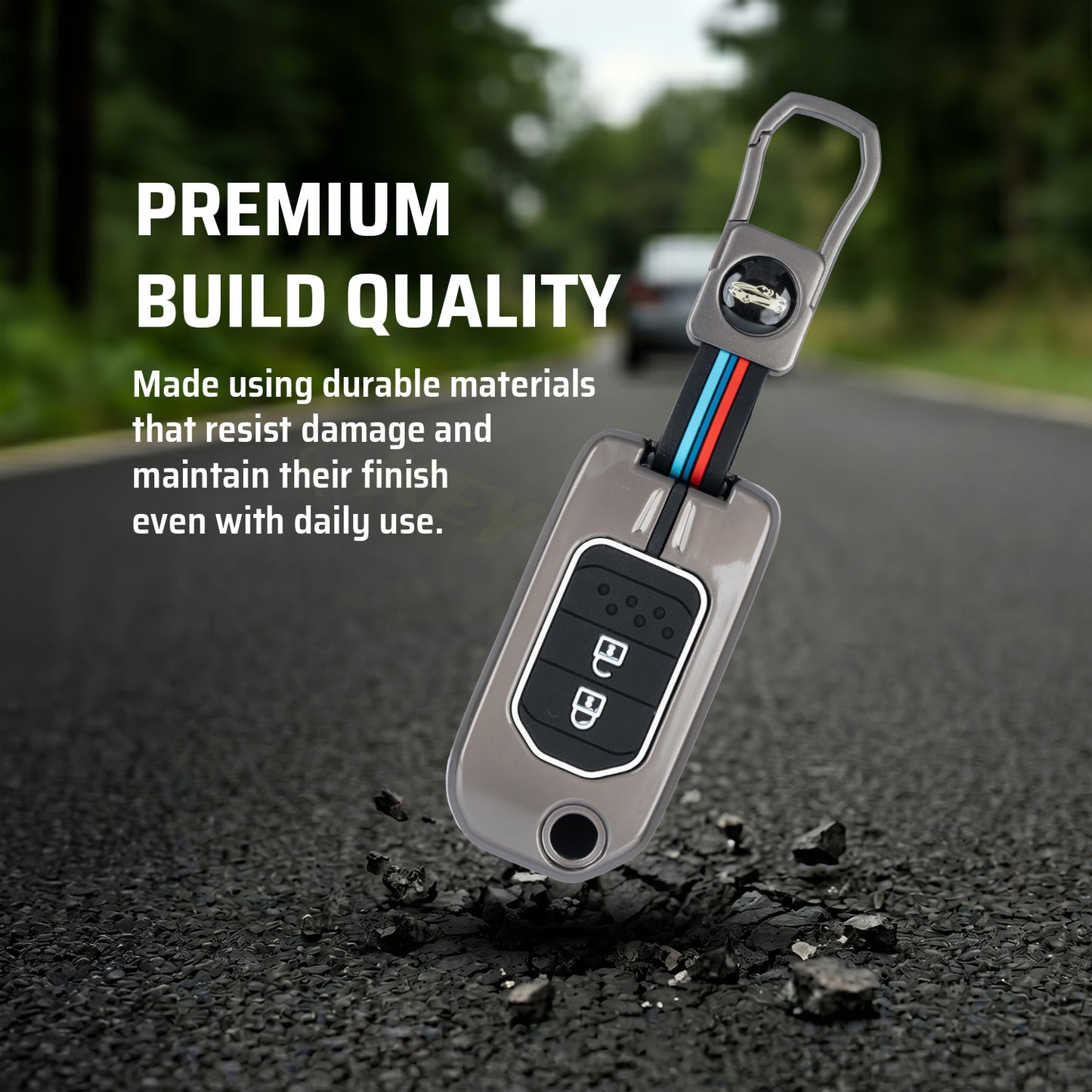 metal silicon Car Key Cover Compatible For Honda City | WR-V | Jazz (2 Button Flip Key)