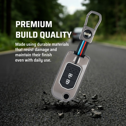 metal silicon Car Key Cover Compatible For Honda City | WR-V | Jazz (2 Button Flip Key)