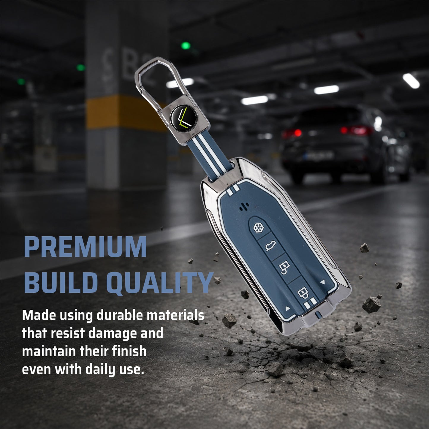 Metal Silicone Key Cover with keychain Compatible For Mahindra XEV 9e, BE 6e & 7XO (6 Button)