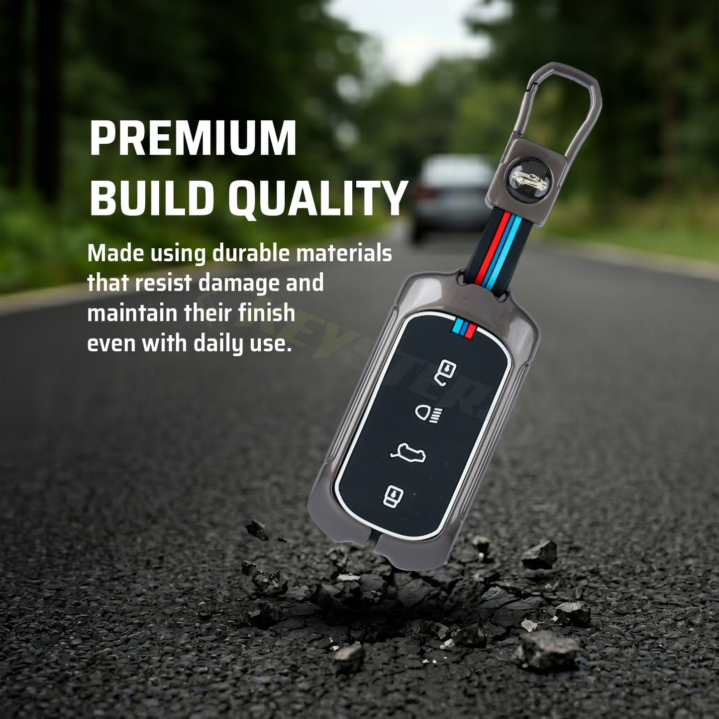 Metal Silicone Key Cover Compatible for Tata Sierra 2025, Curvv, Curvv EV (4 Button Smart Key)