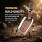 Metal Leather Brown Car Key Cover Compatible For MG Hector | MG Windsor | MG Astor | MG Gloster 3 Button smart key)