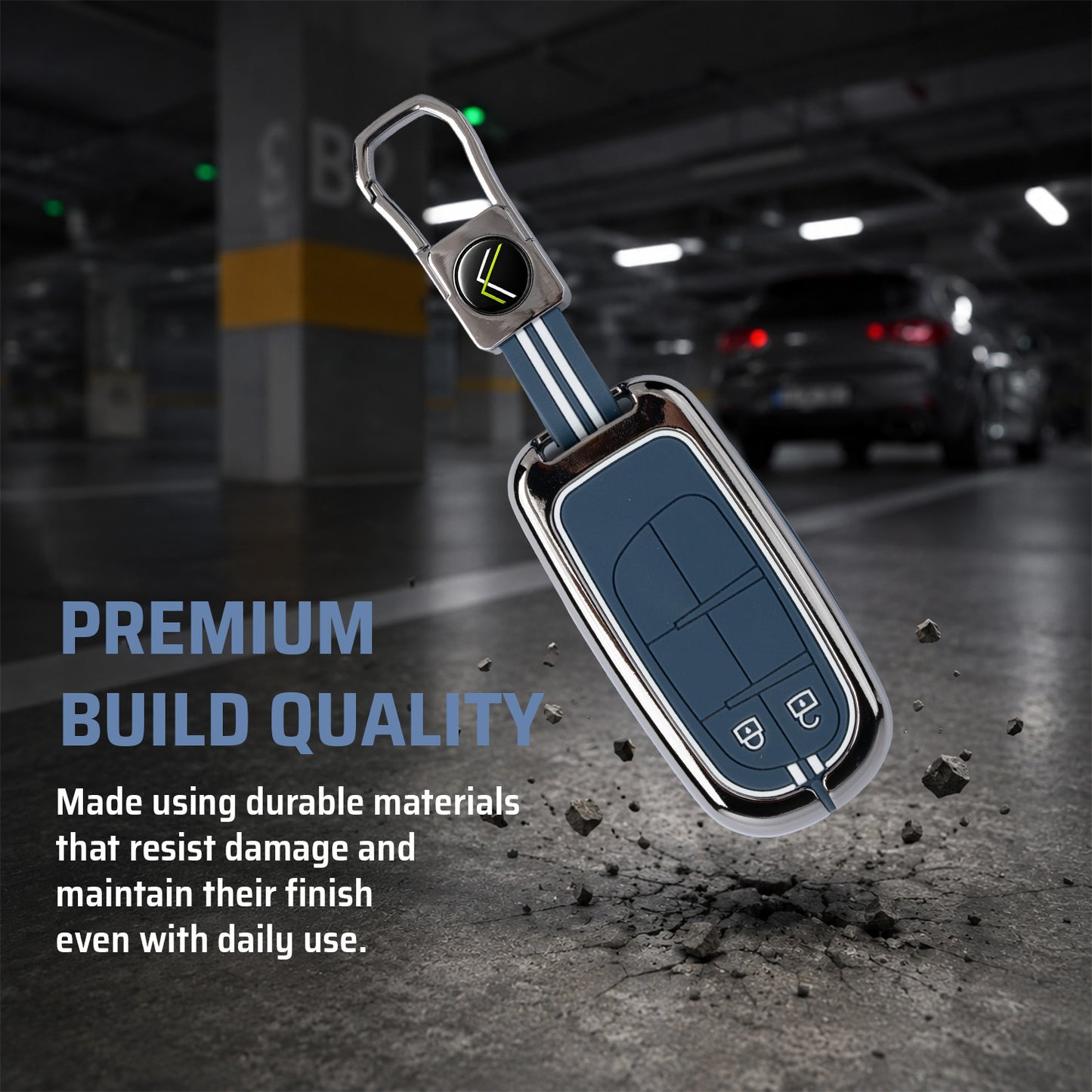 Metal Silicone Car Key Cover Compatible For Jeep Compass, Jeep Compass Trailhawk Smart Key (Copy)