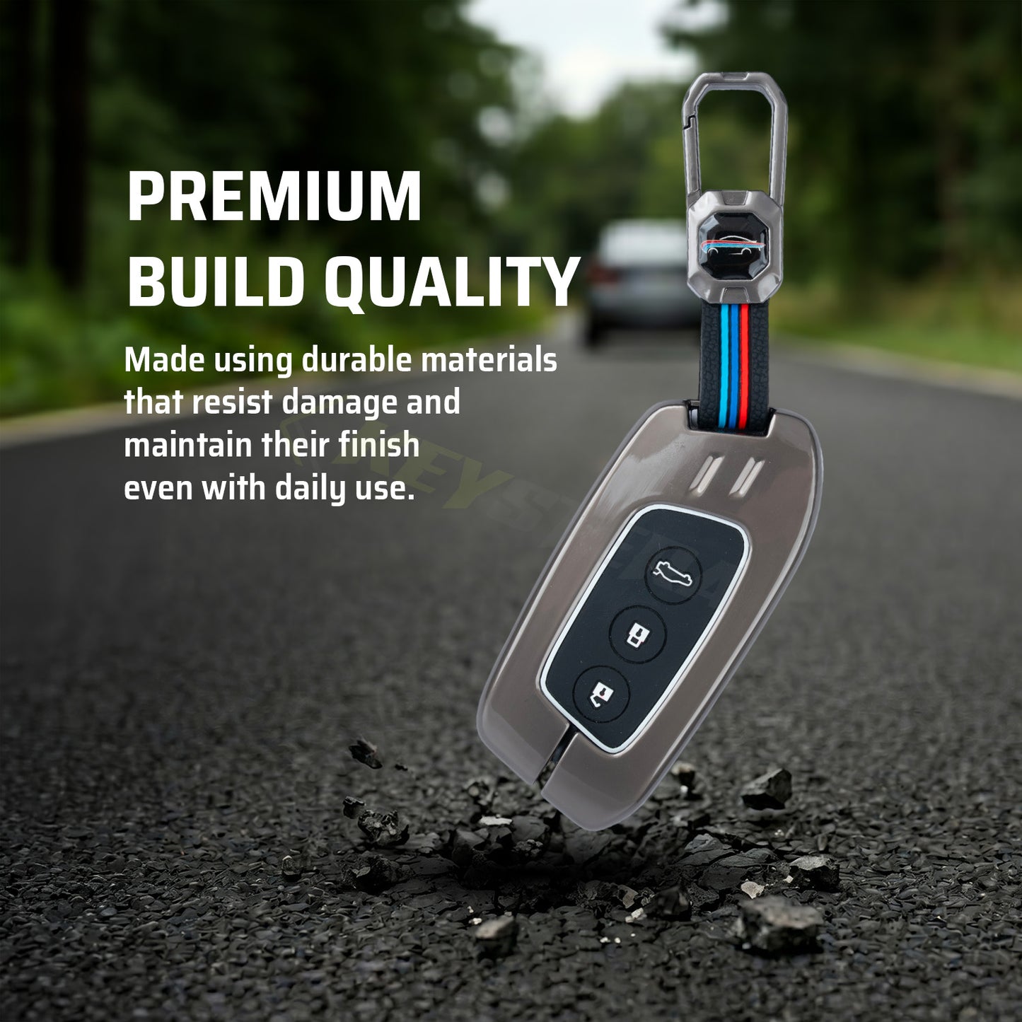 Metal Silicone Key Cover Compatible for MG Hector | MG Windsor | MG Astor | MG Gloster 3 Button smart key)