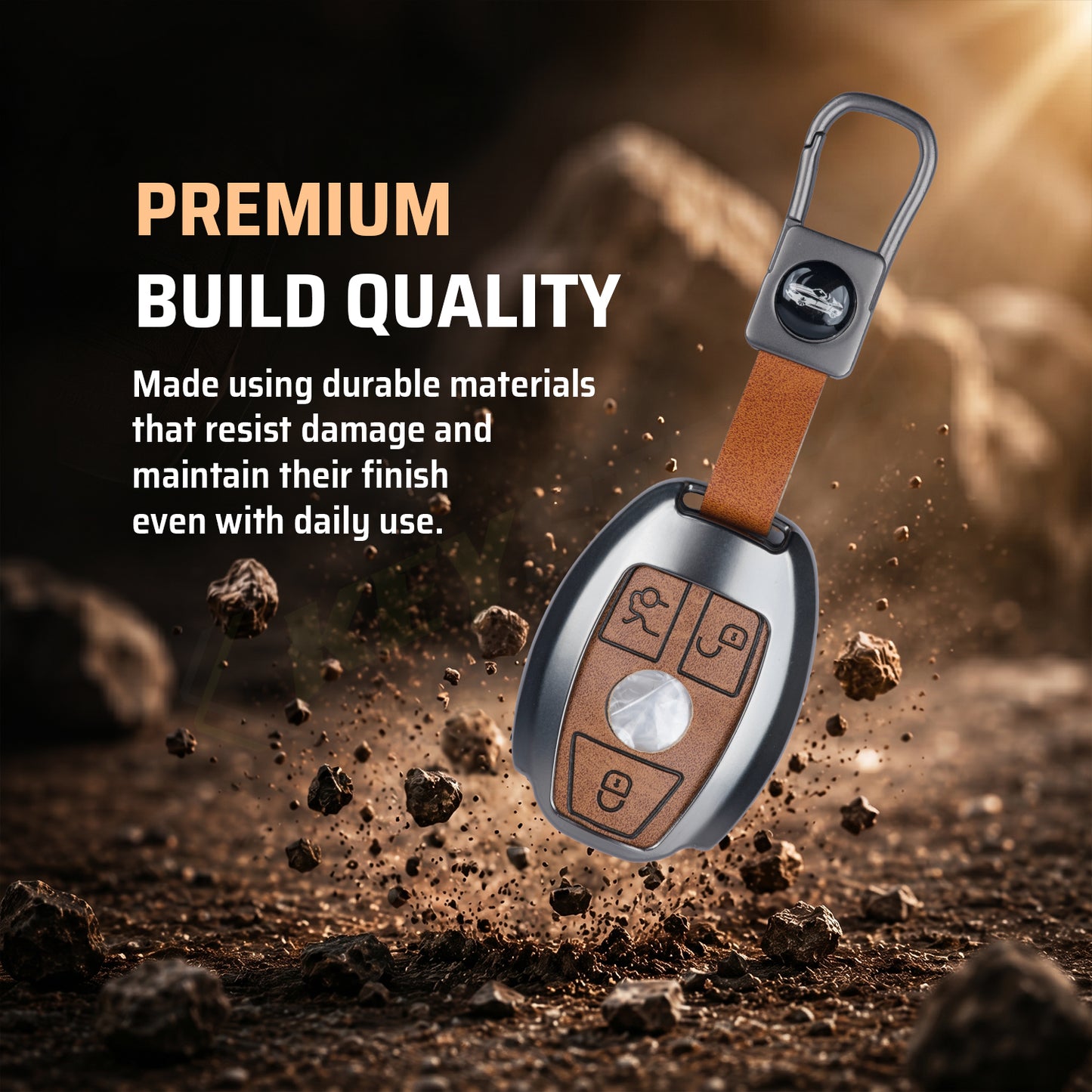 Metal Leather key cover Compatible for Mercedes Benz : GL Series | S - Class | C - Class | M - Class | 3 Button Smart Key