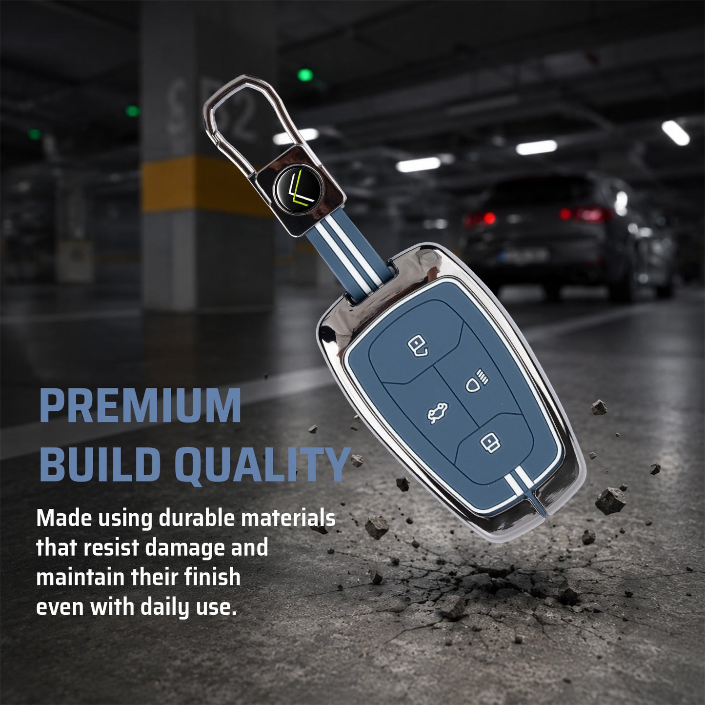 Metal Key Cover Compatible For Tata: Nexon, Harrier,Tiago, Tigor BS6, Tigor EV, Safari 2021, Altroz, Safari Gold, Gravitas, Punch (4 button smart key)
