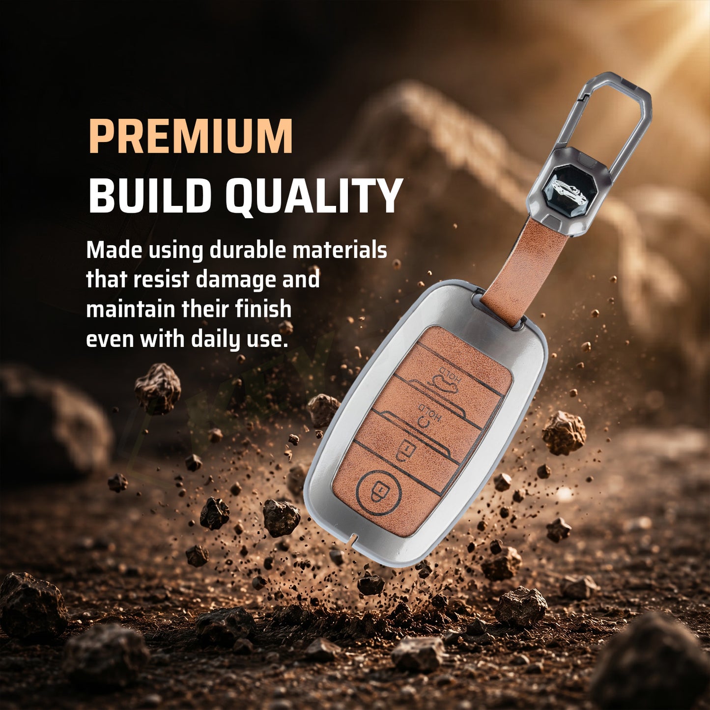 Metal Leather Brown kia : Seltos, Sonet, Carens, Seltos x line, Carnival (4 button smart key)