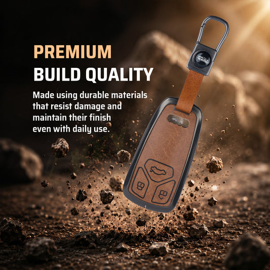 Metal Leather Key Cover For Audi Q5, A5, A8, Q7, A4, A6 (3 button smart key)