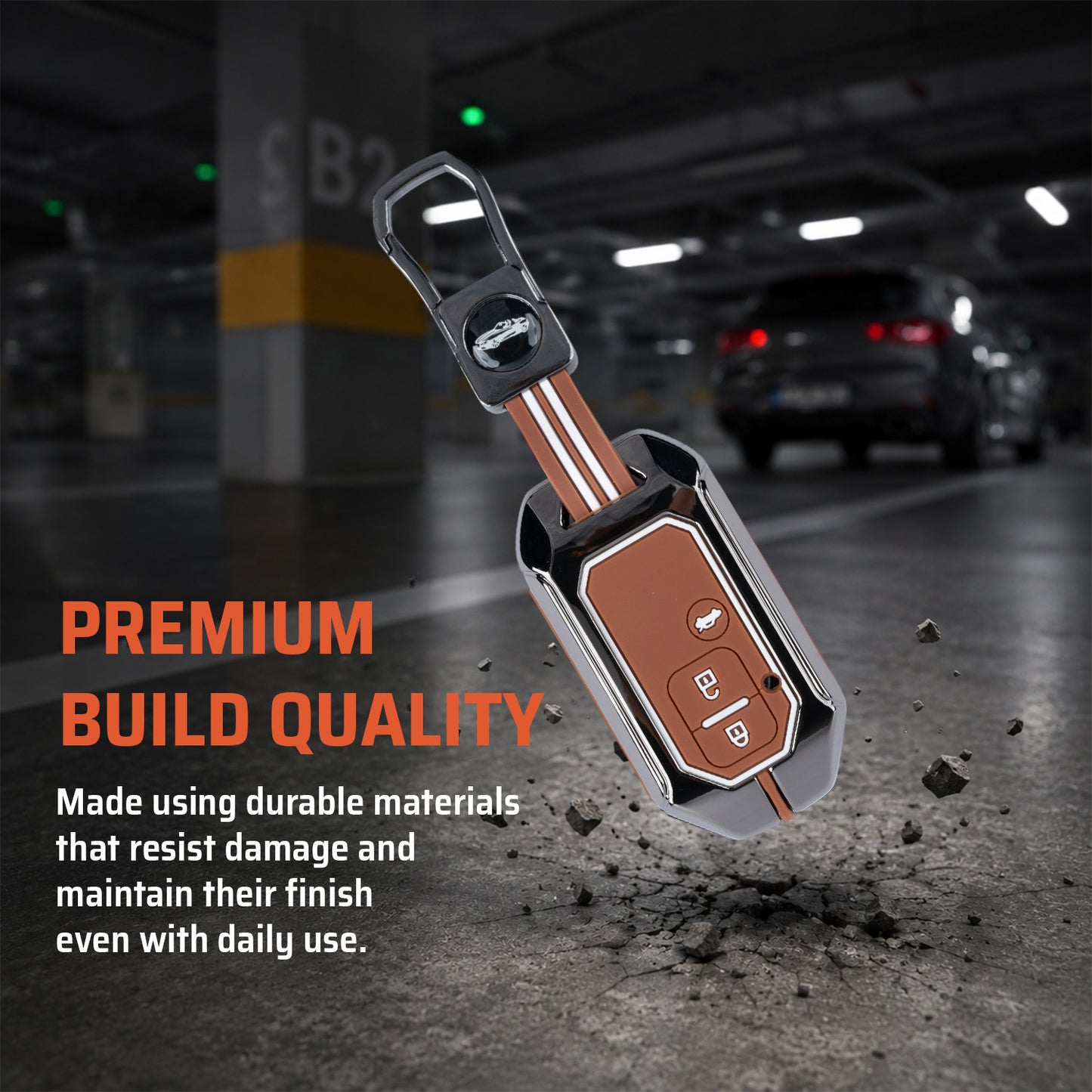 Metal Key Cover Compatible For Suzuki : Baleno, Swift, Ertiga, XL6, DZire, Fronx, Scross, Celerio, Ciaz, Brezza, Grand Vitara, Jimny, Ignis (3 Button Smart key)