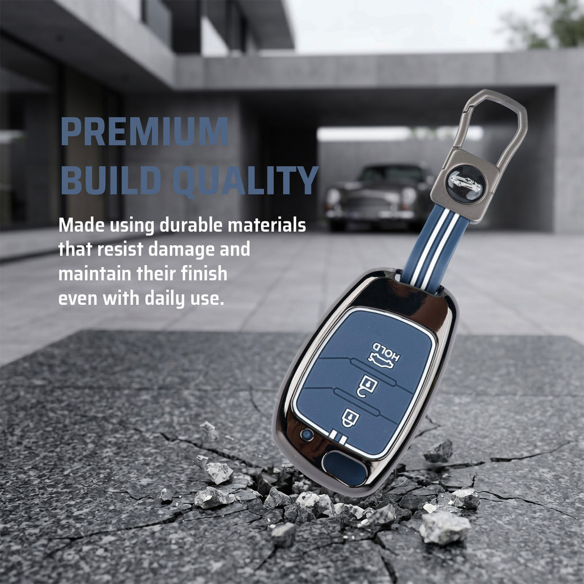 Metal Key Cover Compatible For Hyundai : Creta, Venue, Tucson, Alcazar, I20, Grand i10, Aura, Xcent, Exter 3 button flip key