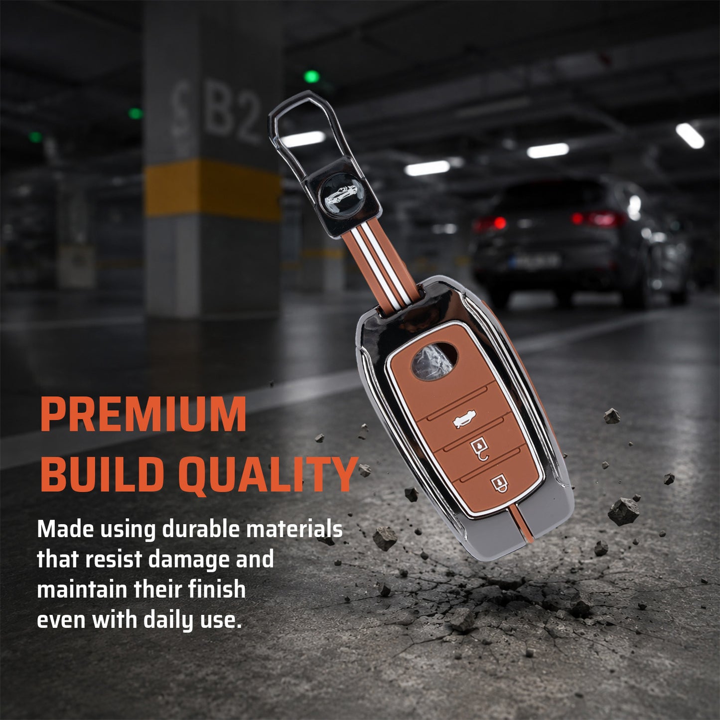 Metal Key Cover Compatible For Toyota: Innova Crysta, HyCross, Hilux, Fortuner, Legender, Land Cruiser, Camry (3 button smart key)