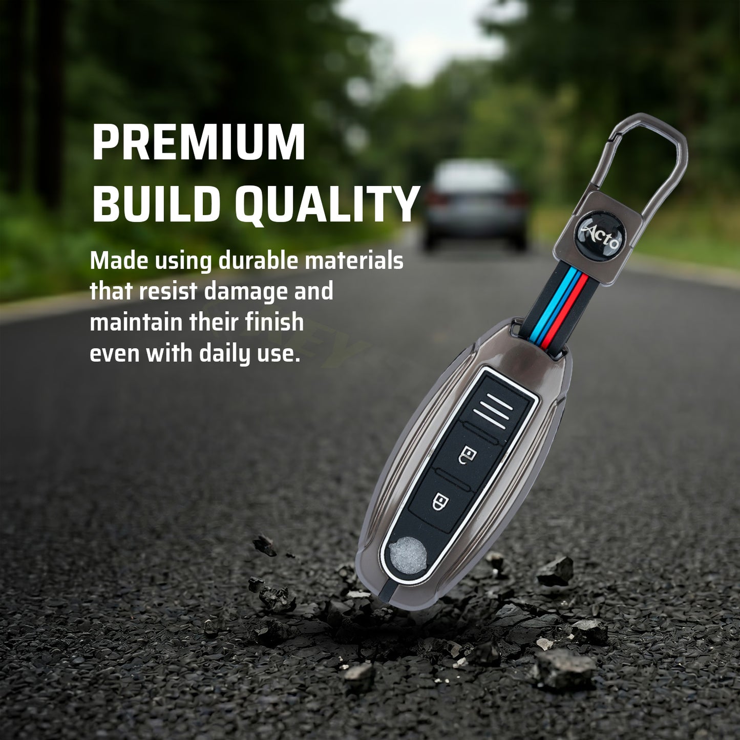 Metal Silicone Key Cover Compatible for Nissan Sunny | Terrano | Magnite (2 button smart key)