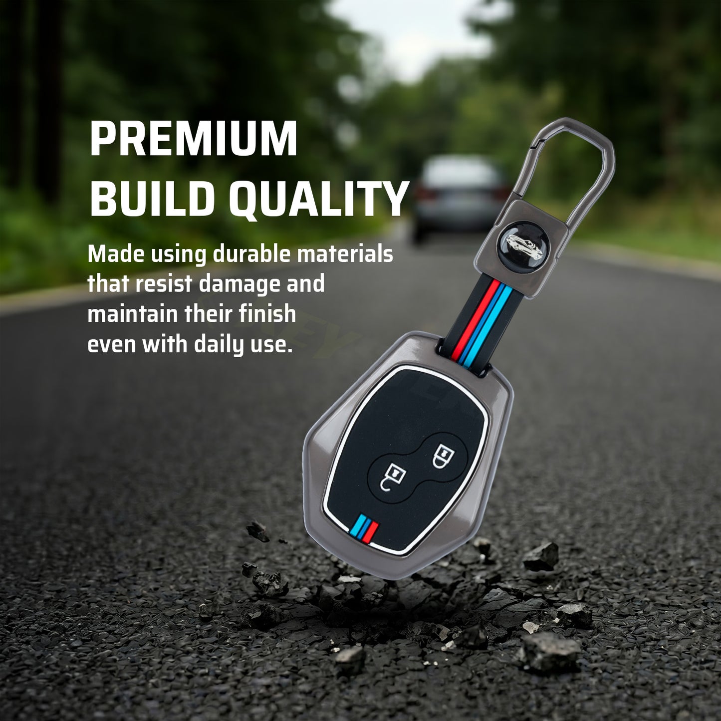 Metal Silicone Key Cover Compatible for Renault Duster | Nissan Terrano 2 Button Key