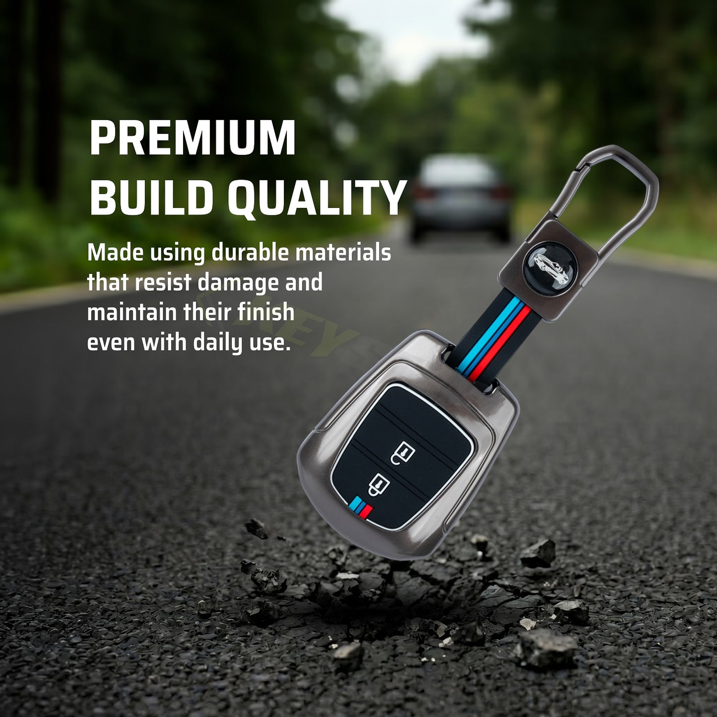 Metal Silicone Key Cover Compatible for Hyundai Grand i10 | Santro (2 Button Key)