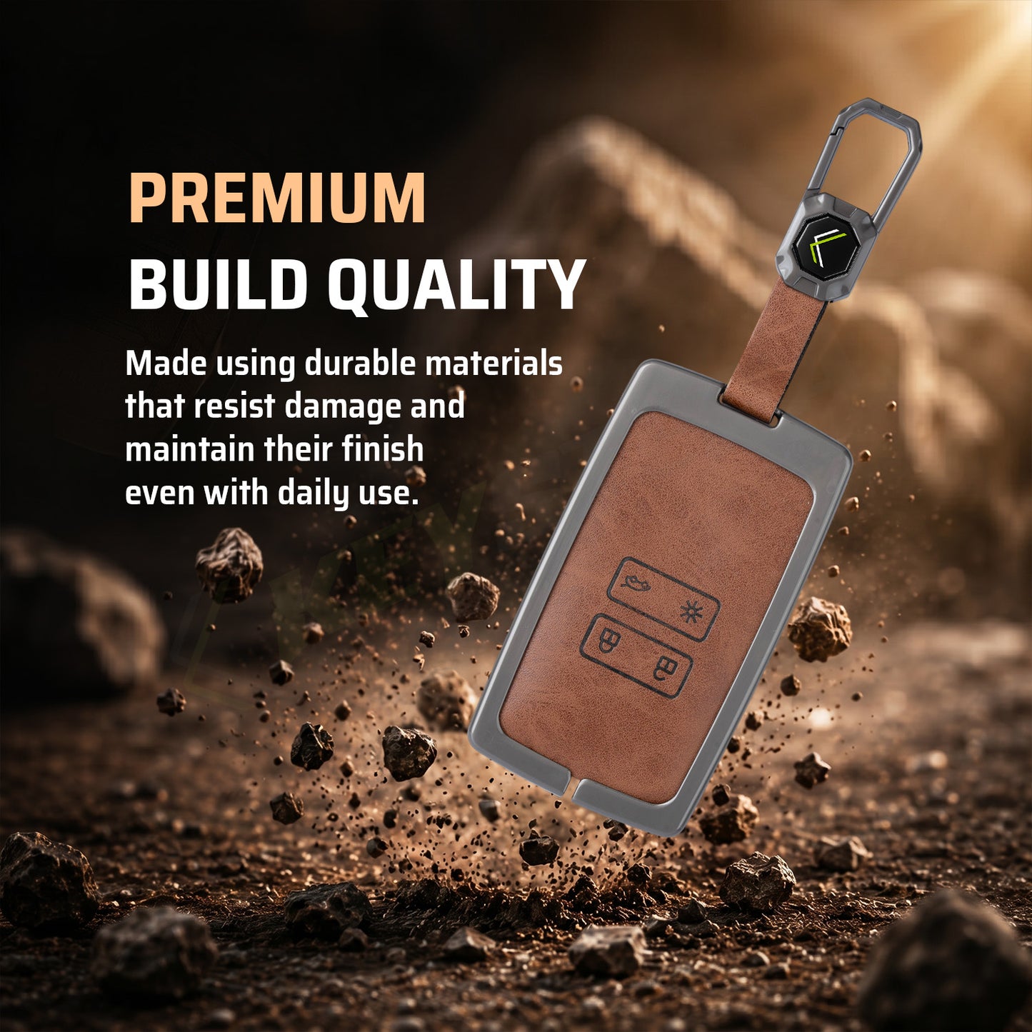 Metal Silicone Key Cover Compatible For Renault Triber | Kiger | New Kwid Smart Key