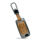 Metal Leather Brown Key Cover For Tata: Nexon, Harrier, Safari, Altroz, Punch, Tiago, Tigor, Zest, Bolt, Hexa (3 button Flip Key)