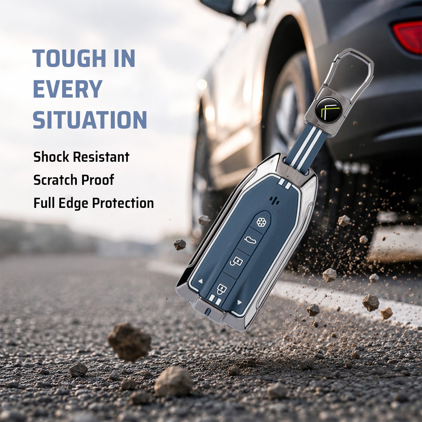 Metal Silicone Key Cover with keychain Compatible For Mahindra XEV 9e, BE 6e & 7XO (6 Button)