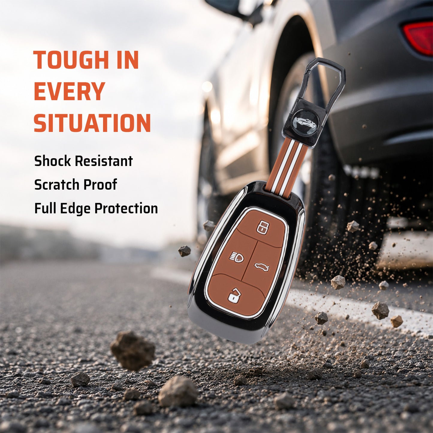 Metal Key Cover Compatible For Tata: Nexon, Harrier,Tiago, Tigor BS6, Tigor EV, Safari 2021, Altroz, Safari Gold, Gravitas, Punch (4 button smart key)