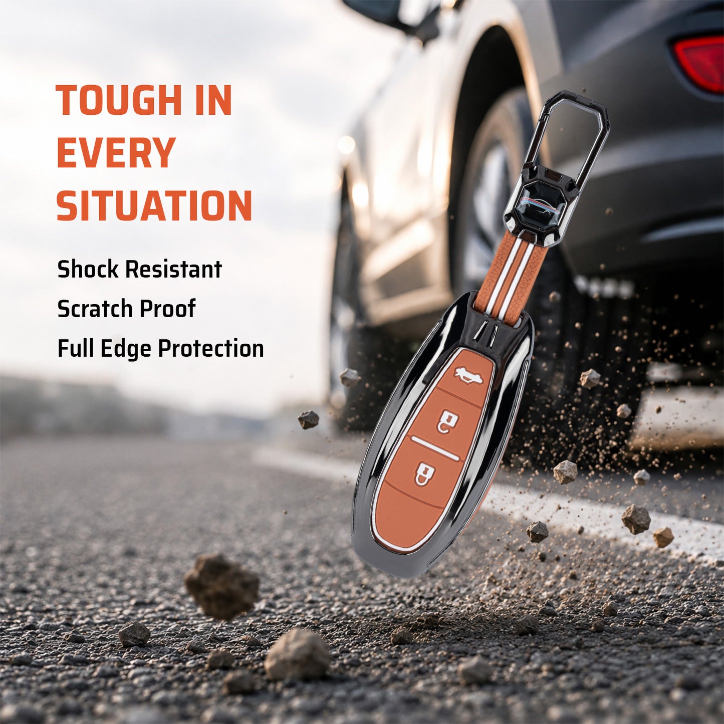 Metal Sapphire Brown Car Key Cover Compatible For Suzuki: Baleno, Ciaz, Grand Vitara, Brezza, S Cross, Swift, Ignis, XL6, Fronx, Jimny, Grand Vitara
