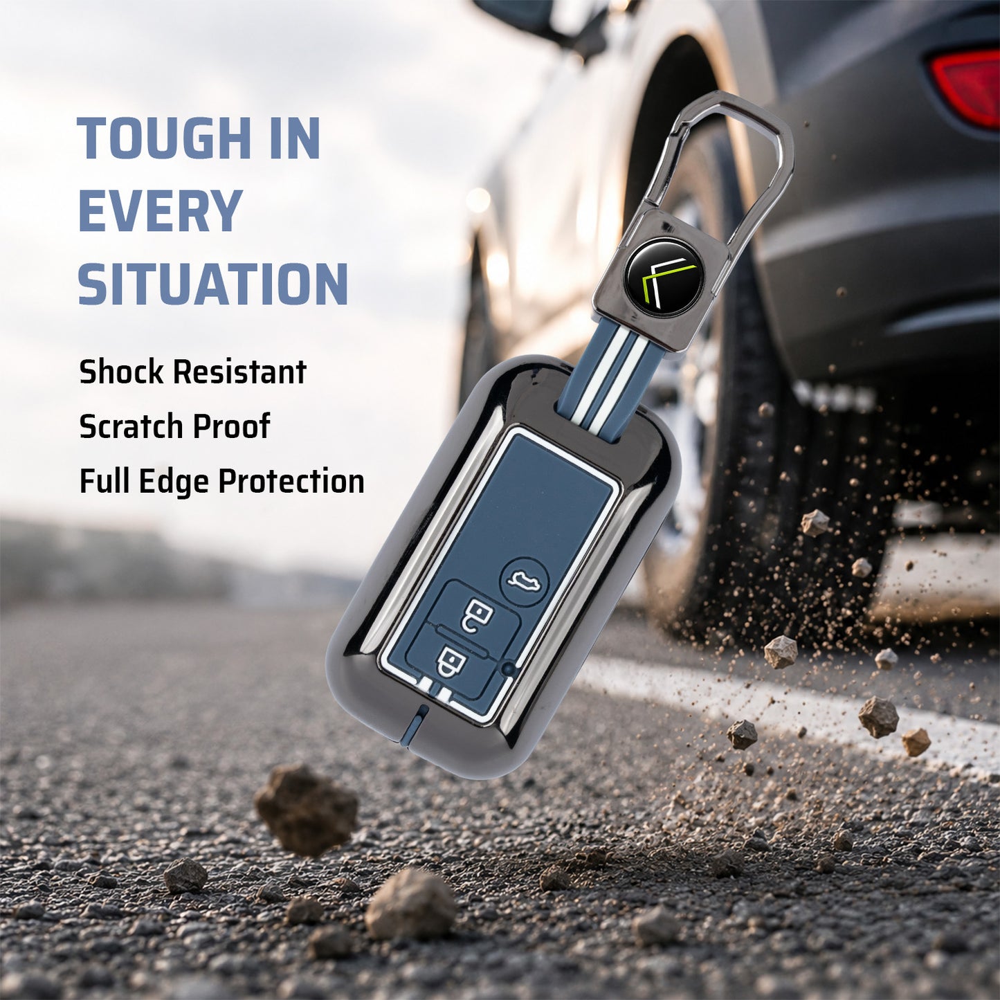 Metal Key Cover Compatible For Suzuki : Baleno, Swift, Ertiga, XL6, DZire, Fronx, Scross, Celerio, Ciaz, Brezza, Grand Vitara, Jimny, Ignis (3 Button Smart key)