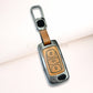 Metal Leather Brown Key Cover For Tata: Nexon, Harrier, Safari, Altroz, Punch, Tiago, Tigor, Zest, Bolt, Hexa (3 button Flip Key)