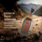 Metal Leather Brown Car Key Cover Compatible For Toyota: Innova Crysta, HyCross, Hilux, Fortuner, Legender, Land Cruiser, Camry (3 button smart key)