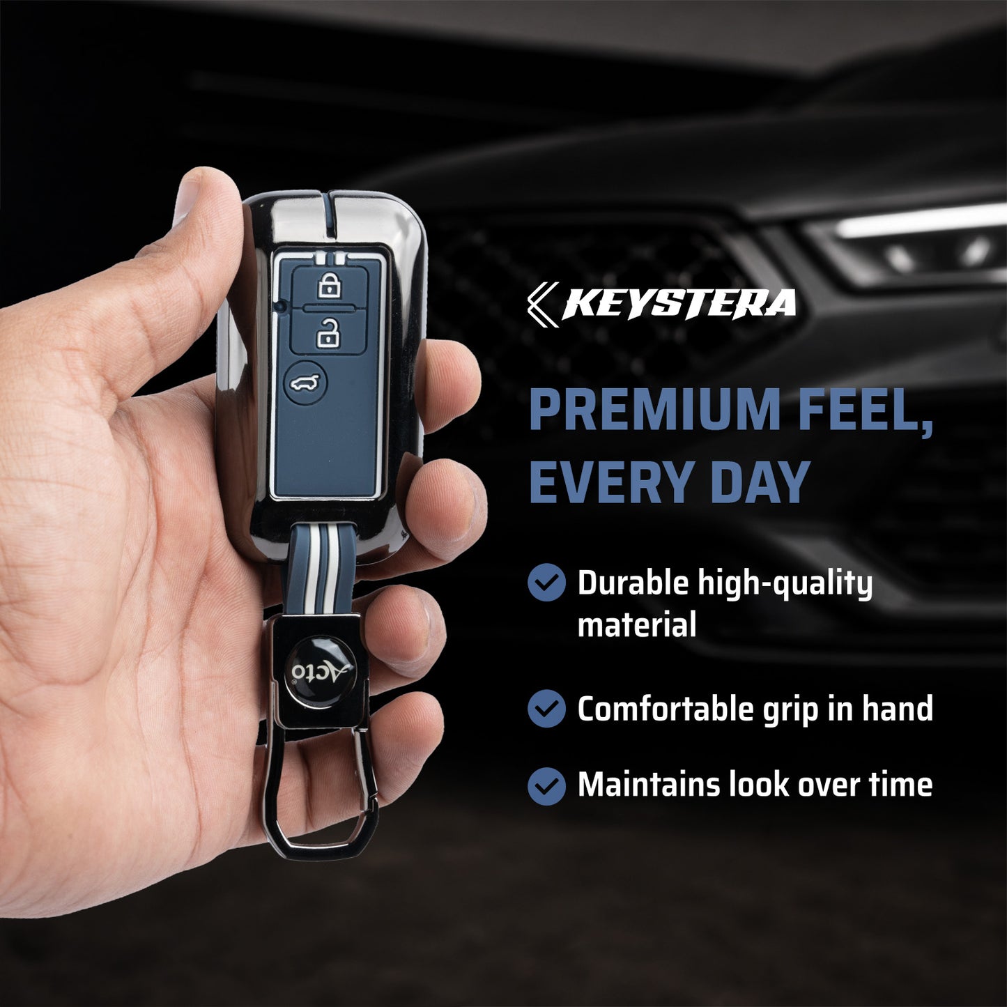 Metal Key Cover Compatible For Suzuki : Baleno, Swift, Ertiga, XL6, DZire, Fronx, Scross, Celerio, Ciaz, Brezza, Grand Vitara, Jimny, Ignis (3 Button Smart key)