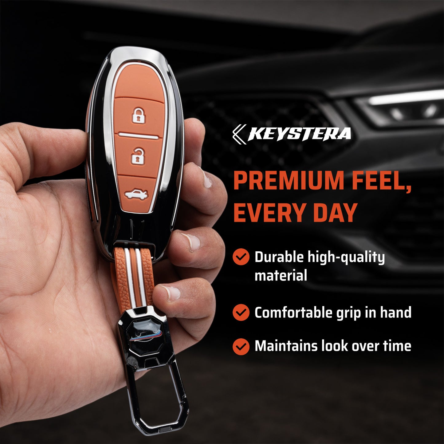 Metal Sapphire Brown Car Key Cover Compatible For Suzuki: Baleno, Ciaz, Grand Vitara, Brezza, S Cross, Swift, Ignis, XL6, Fronx, Jimny, Grand Vitara