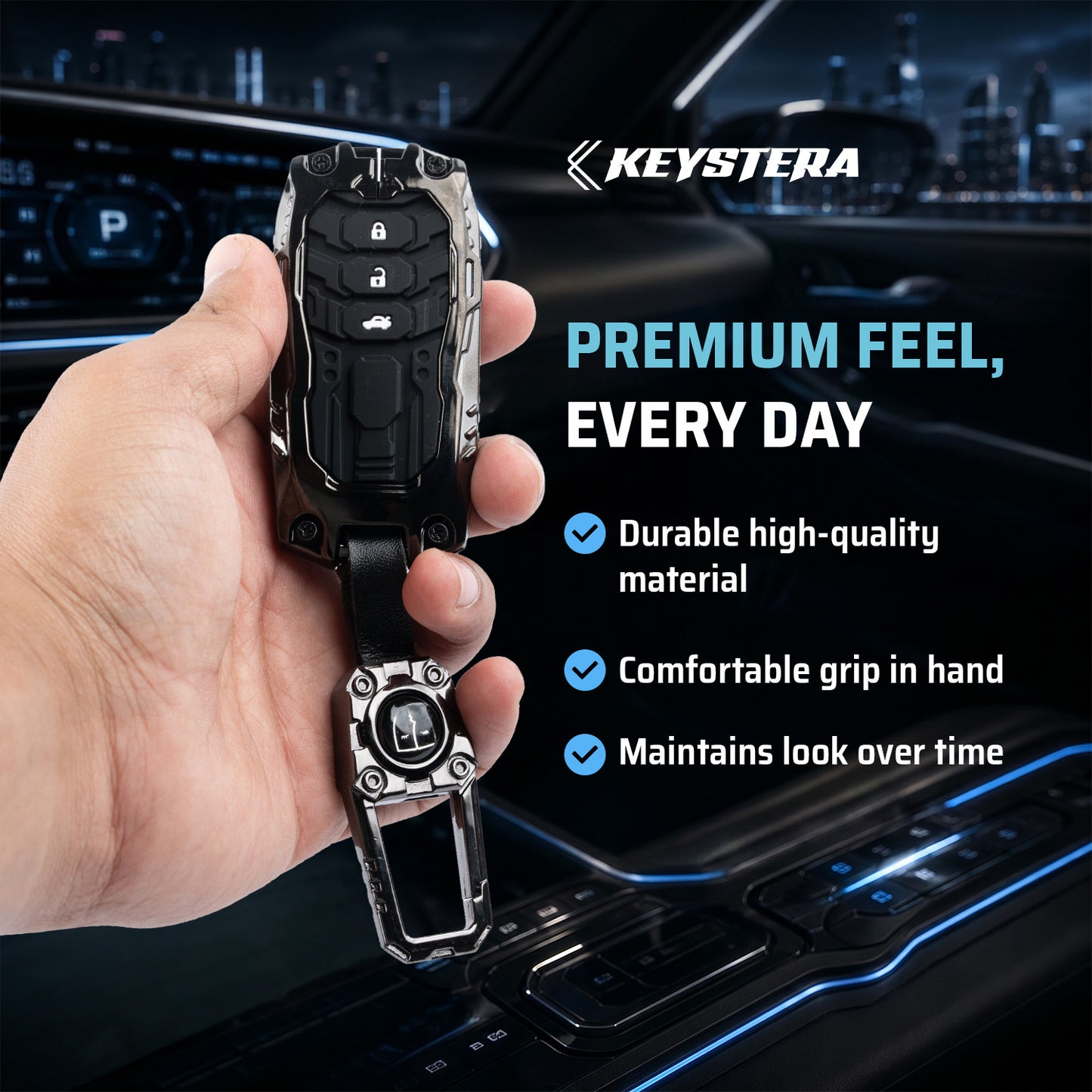Metal Transformer Key Cover Compatible For Honda: City, Civic, Jazz, Brio, Amaze, Cr-v, Wr-v, Br-v, Mobilio 3 Button Smart Key