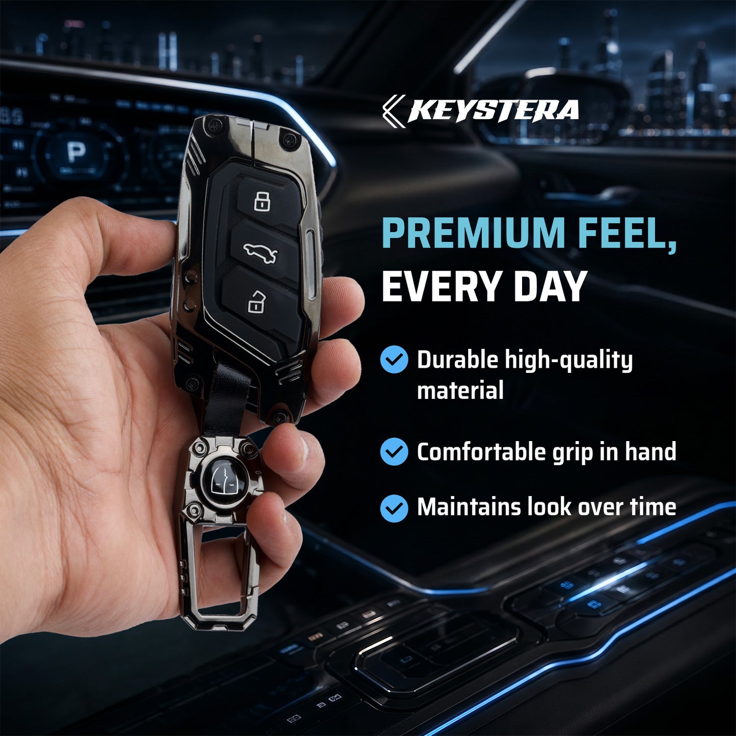 Transformer Car Key Cover Compatible For MG Astor, MG ZS EV (3 Button smart key)