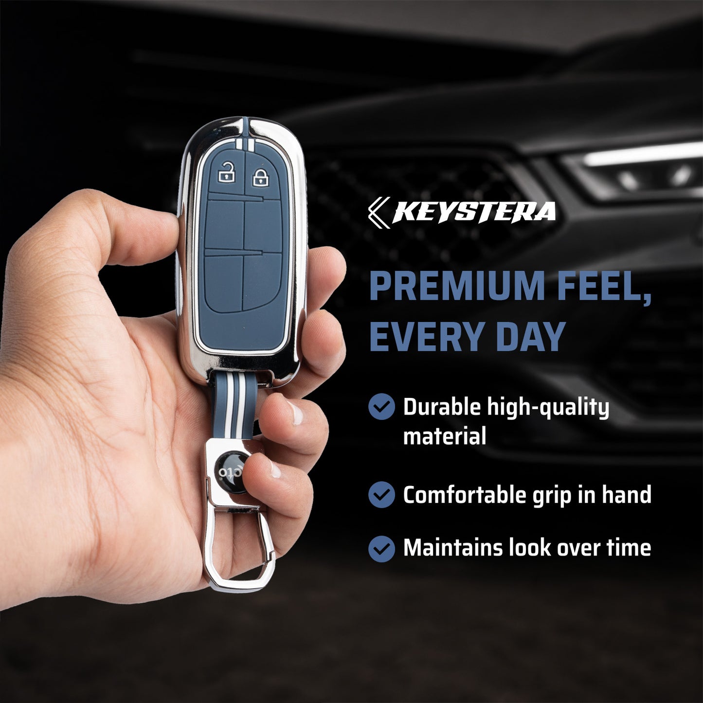 Metal Silicone Car Key Cover Compatible For Jeep Compass, Jeep Compass Trailhawk Smart Key (Copy)