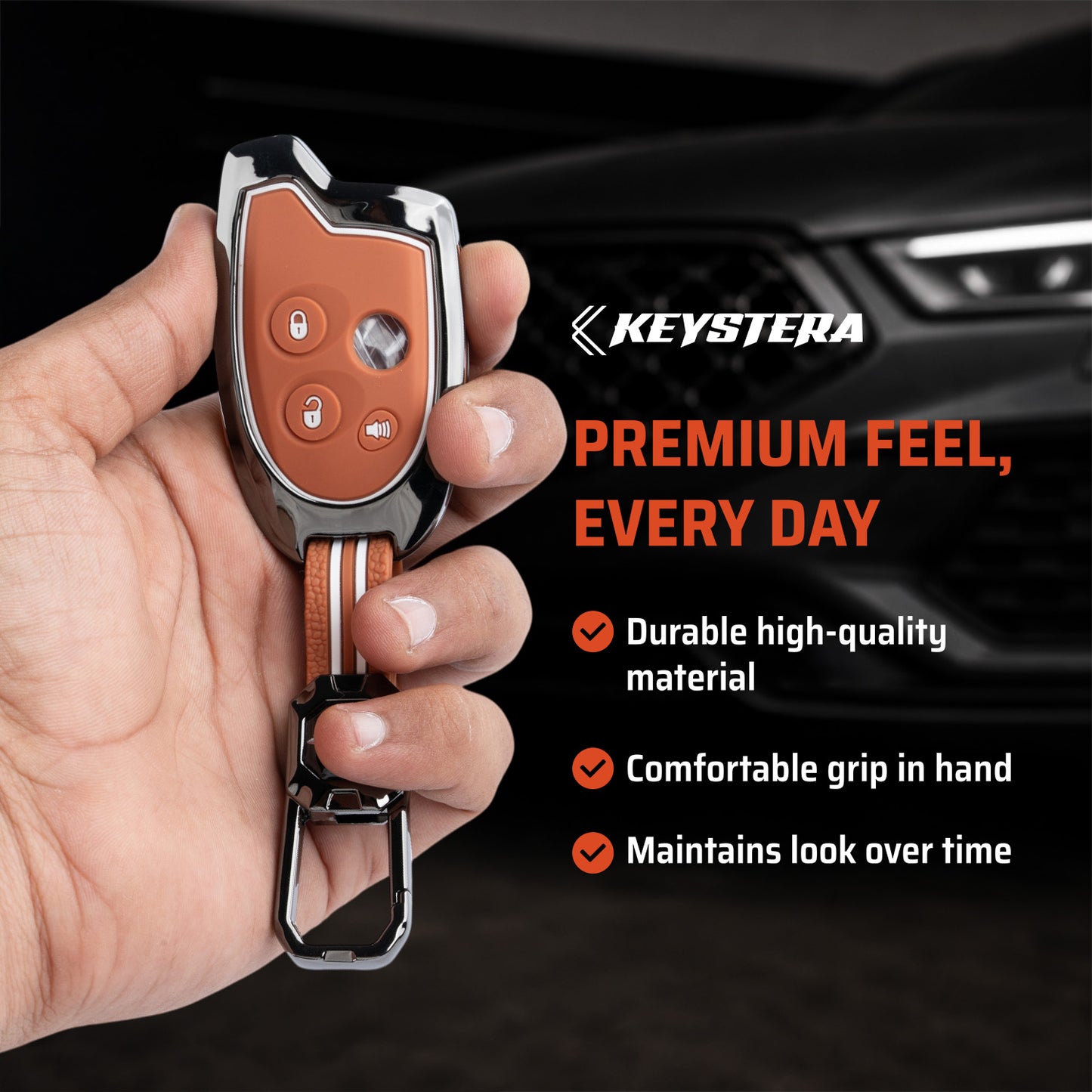Metal Sapphire Key Cover With Key Chain Compatible with Suzuki Nippon 3-Button Smart Key