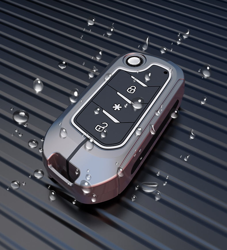 Metal Silicone Key Cover Compatible For Mahindra: Thar, Bolero, Scorpio, Scorpio-N, XUV700, XUV400, XUV3x0, XUV300, TUV300, Marazzo (3 button flip key)