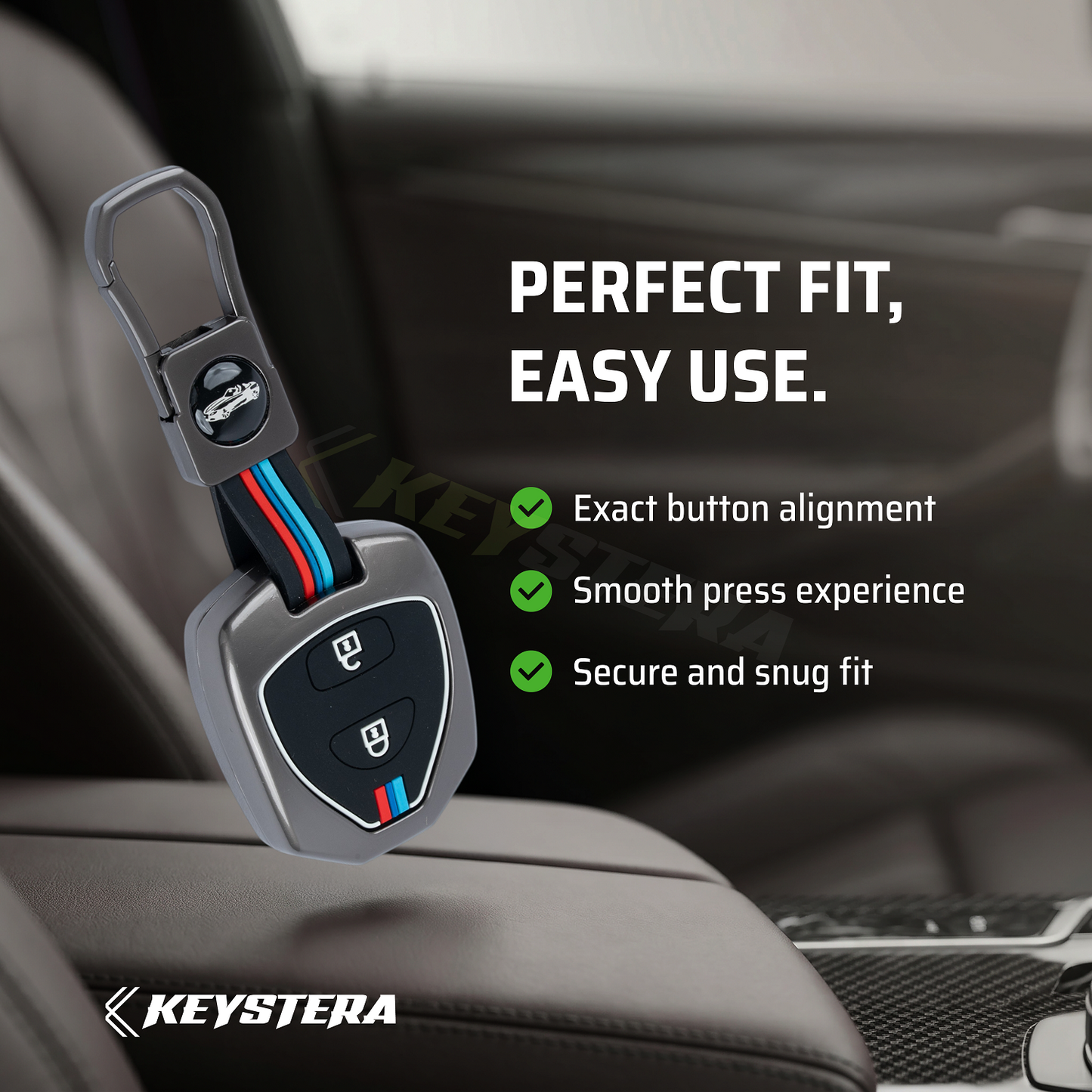 Metal Silicone Key Cover Compatible for Toyota : Innova, Fortuner 2 button remote key