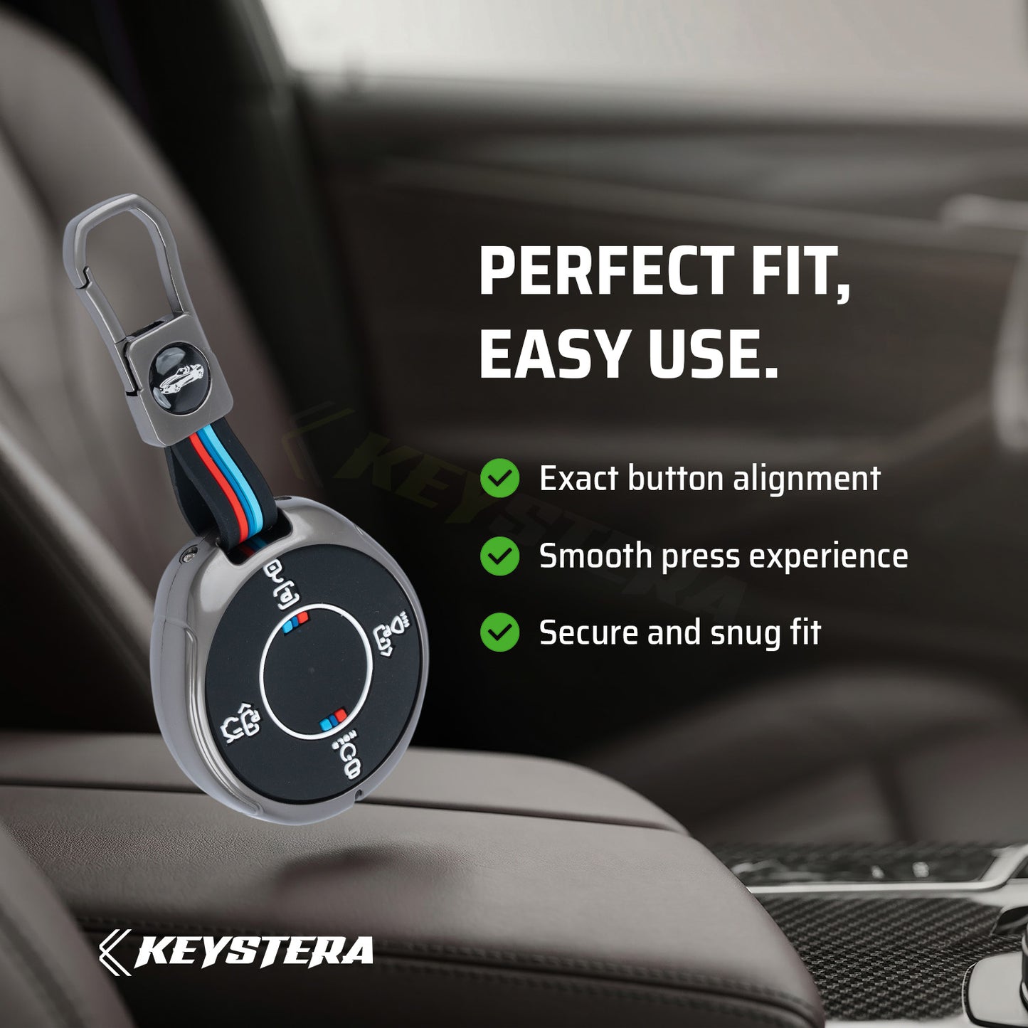 Metal Silicone Car Key Cover Compatible For TATA Harrier EV 4 button Smart Key.