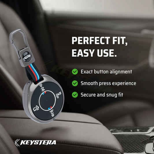 Metal Silicone Car Key Cover Compatible For TATA Harrier EV 4 button Smart Key.