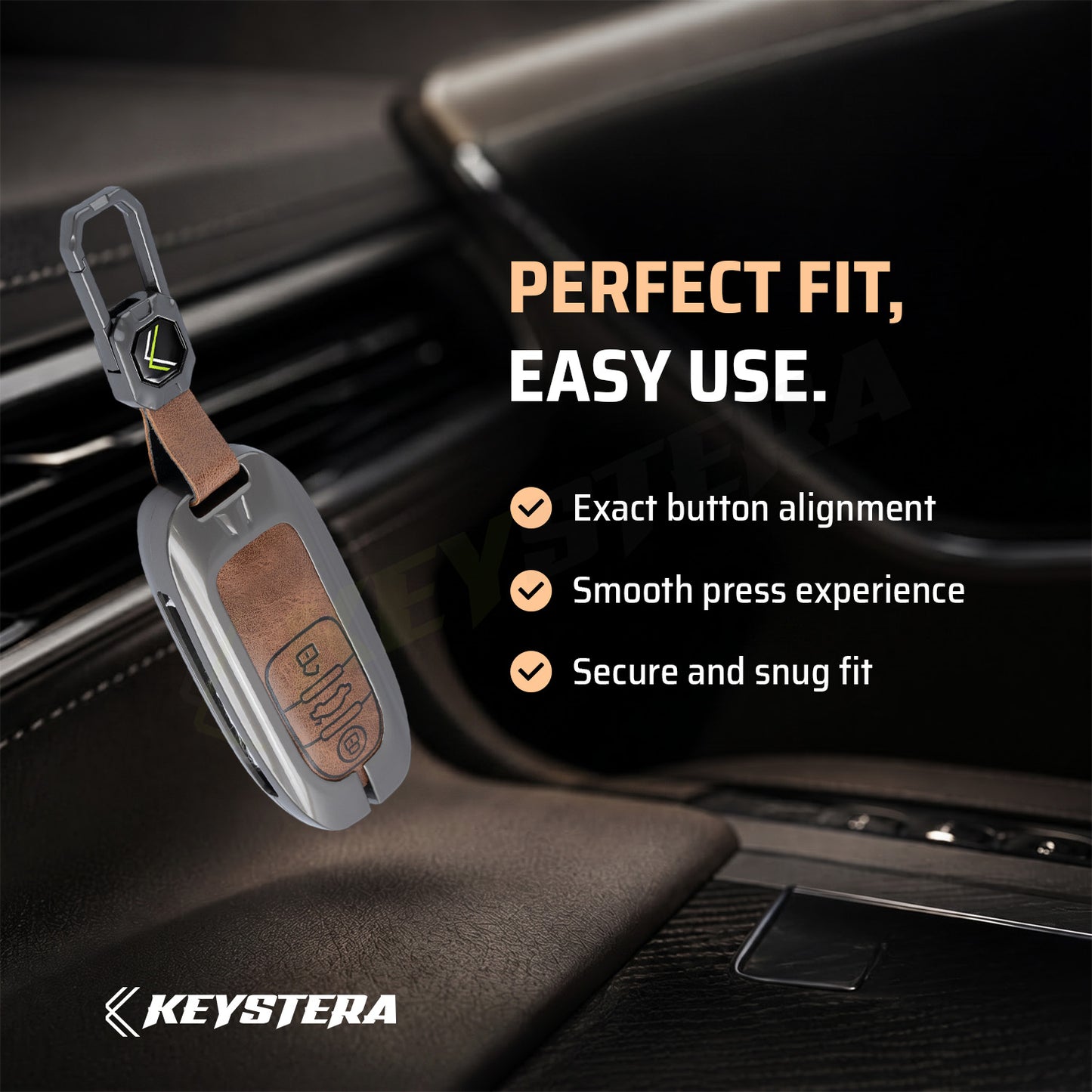 Keystera Metal Car Key Cover Compatible For AUDI A3 | A4 | A5 | Q3 | Q5 | Q7 | Q8 (3 Button Smart Key)