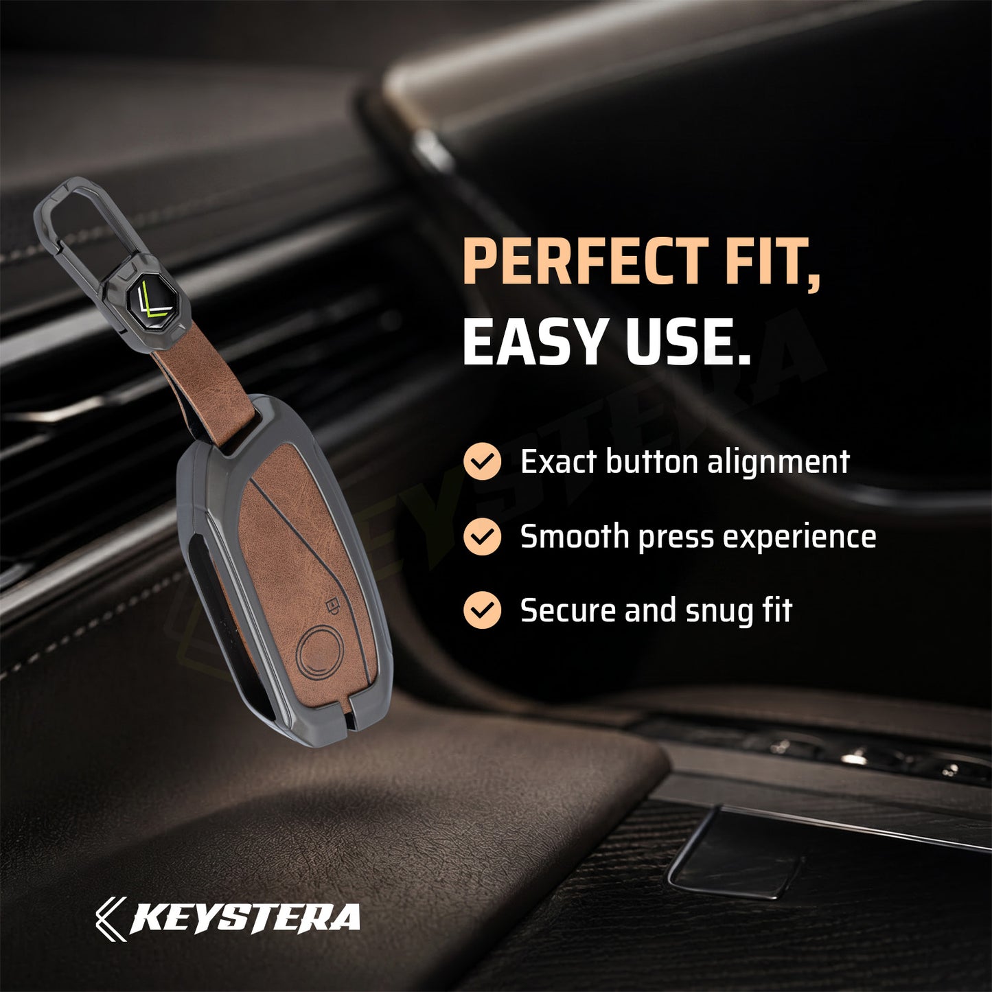 Keystera Metal Leather Brown Car Key Cover Compatible For BMW 7 Series 740i 760i X1 X7 XM IX I7 X3 IX1 X5 Smart Key 4 Button