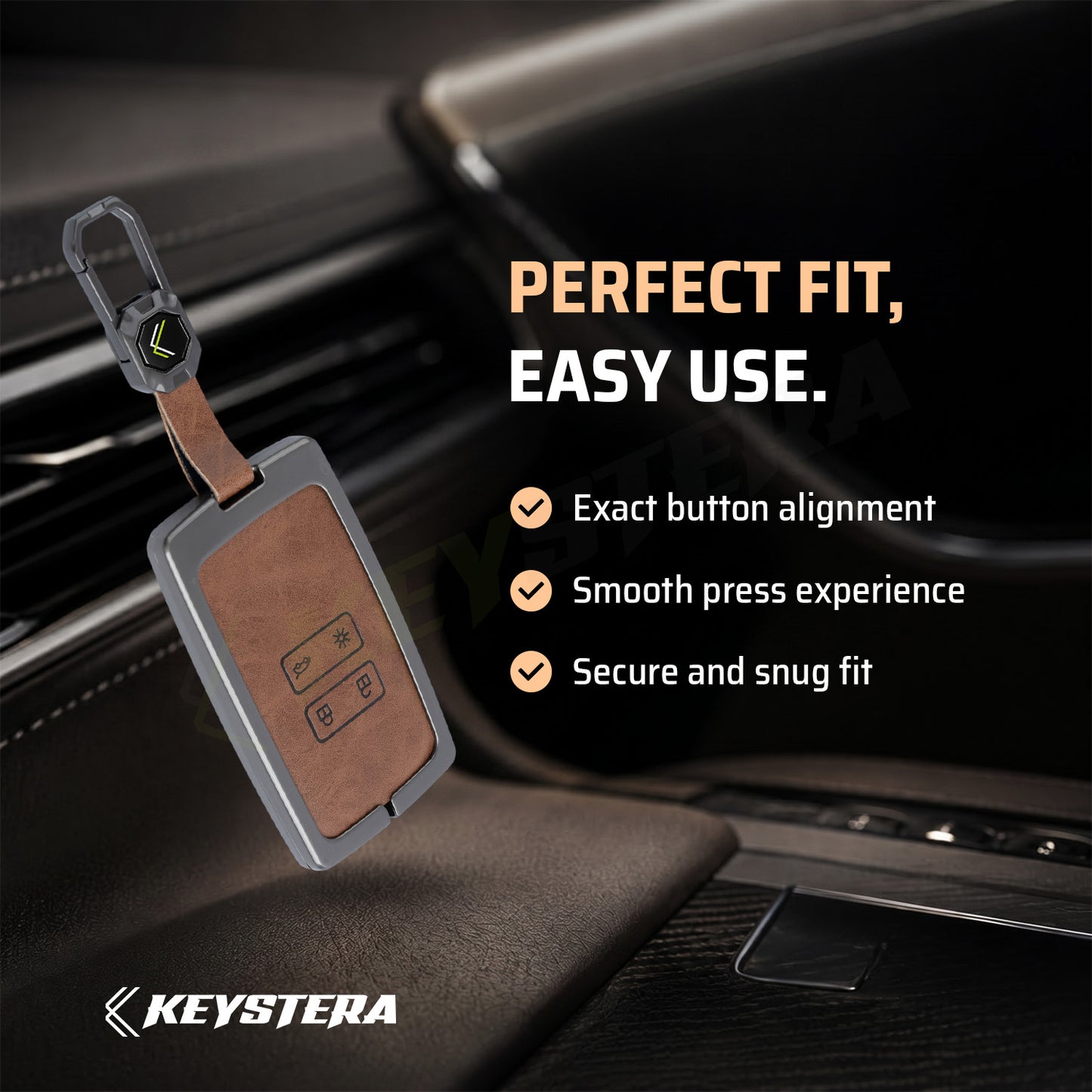 Metal Silicone Key Cover Compatible For Renault Triber | Kiger | New Kwid Smart Key