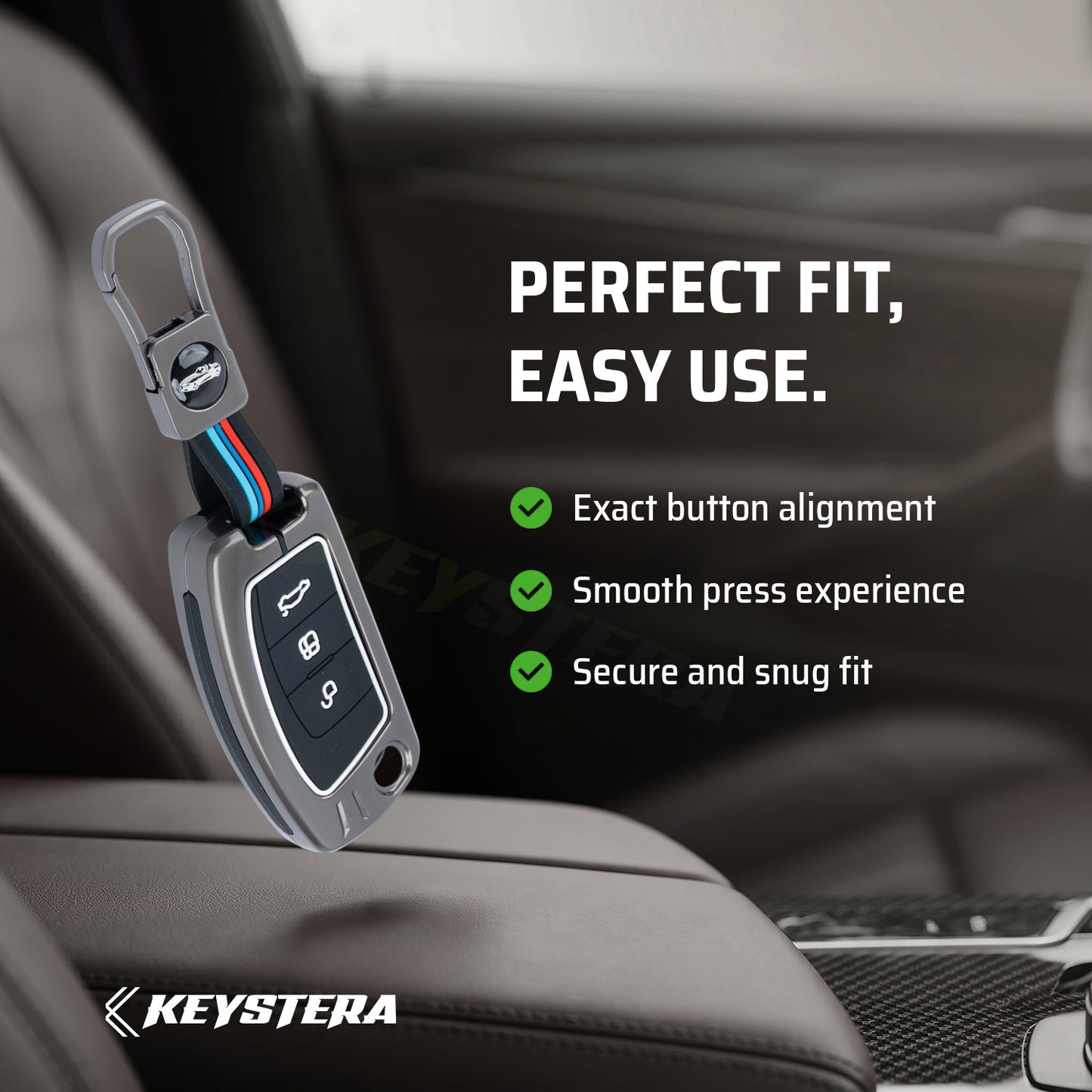 Metal Silicone Key Cover Compatible for Ford EcoSport | Aspire | Freestyle Flip Key only (3 Button Flip Key)