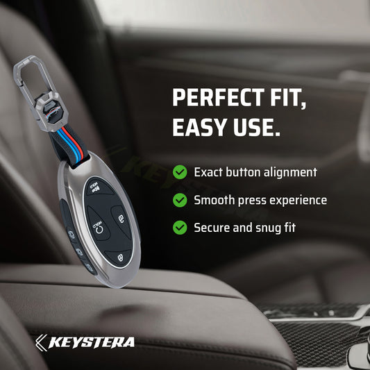 Metal Silicone Car Key Cover Compatible For Hyundai Venue 2026 3-Button Smart Key