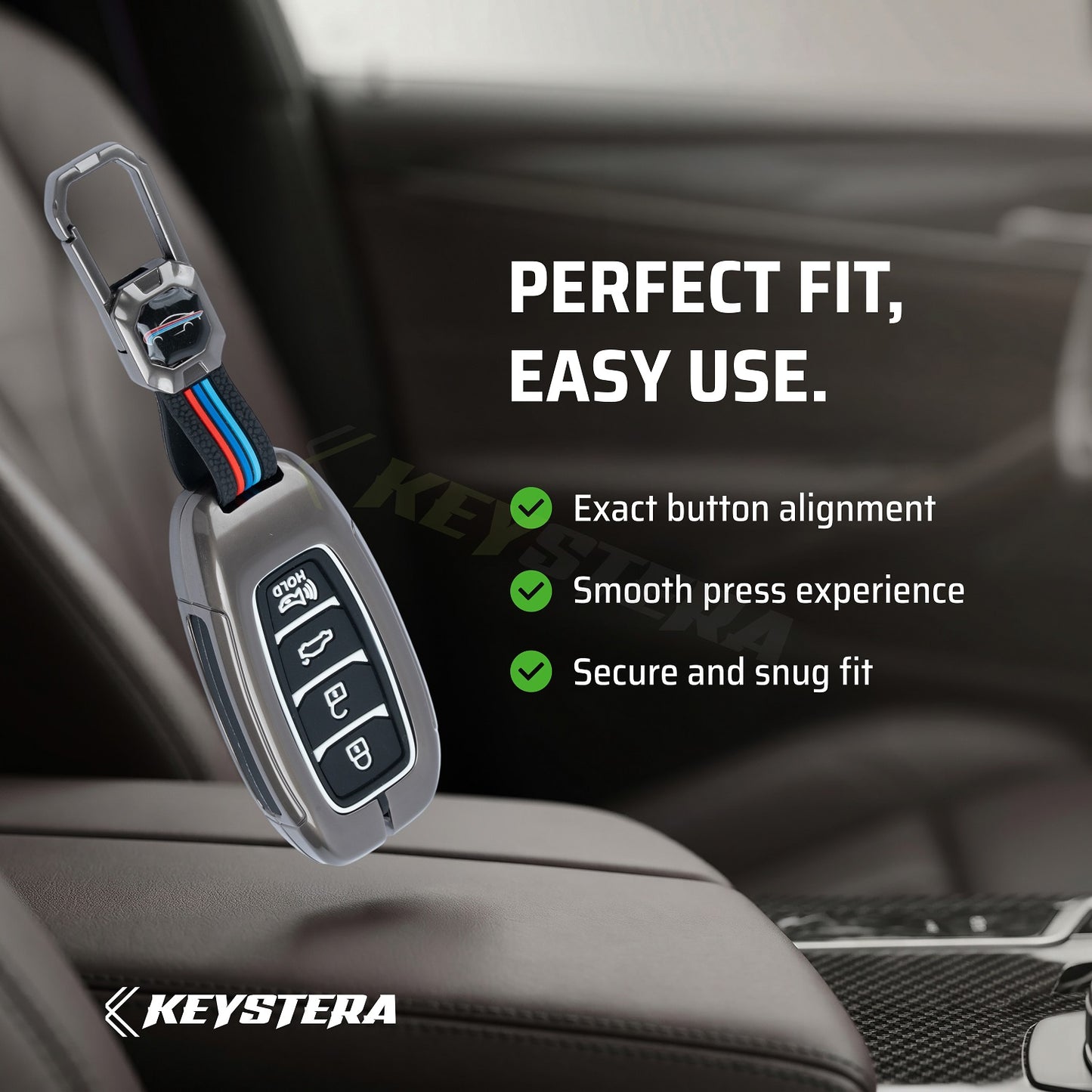 Metal Silicone Key Cover Compatible for New Hyundai New Verna | Verna 2020 Smart Key (4 Button Smart key)