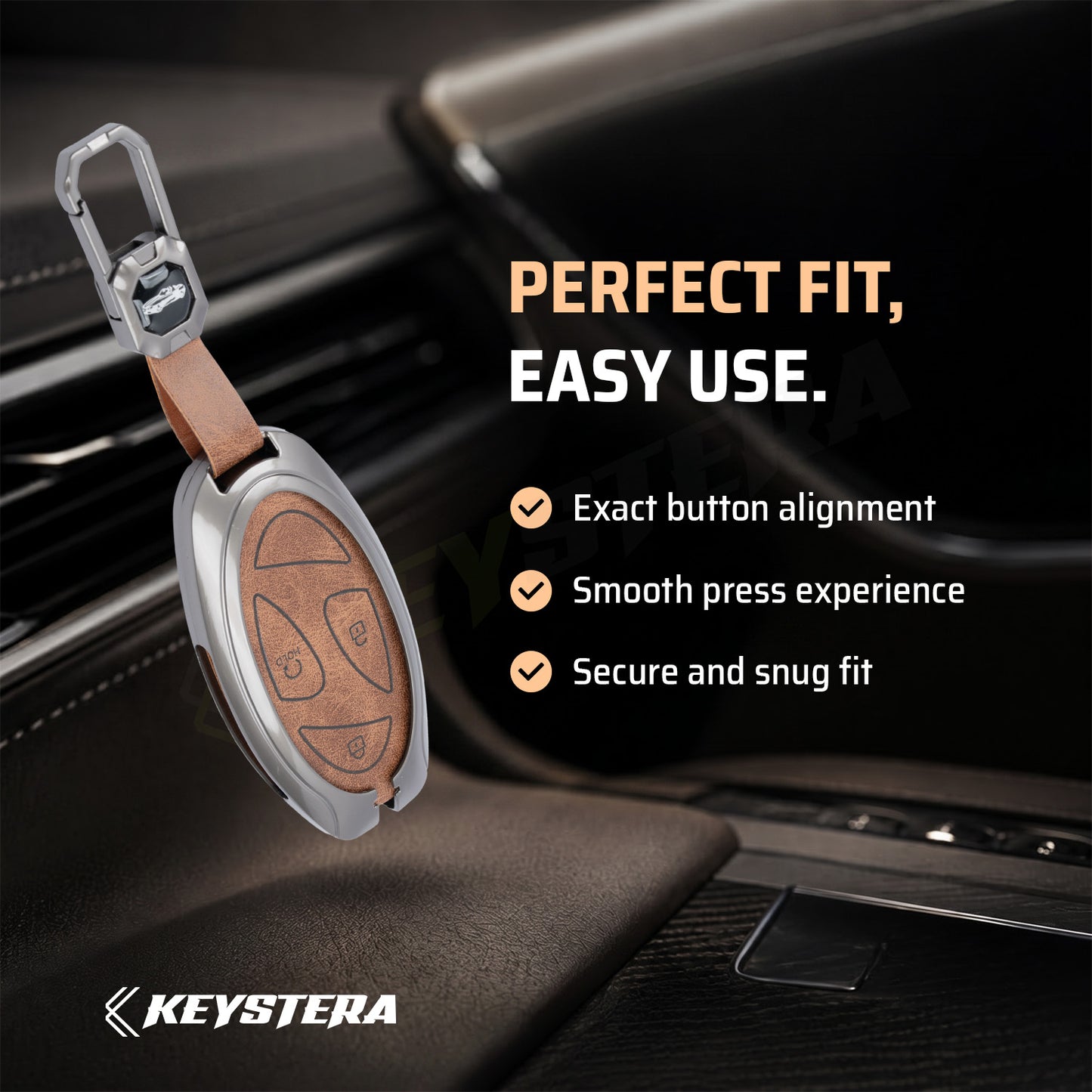 Metal Leather Car Key Cover Compatible For Hyundai Venue 2026 3-Button Smart Key