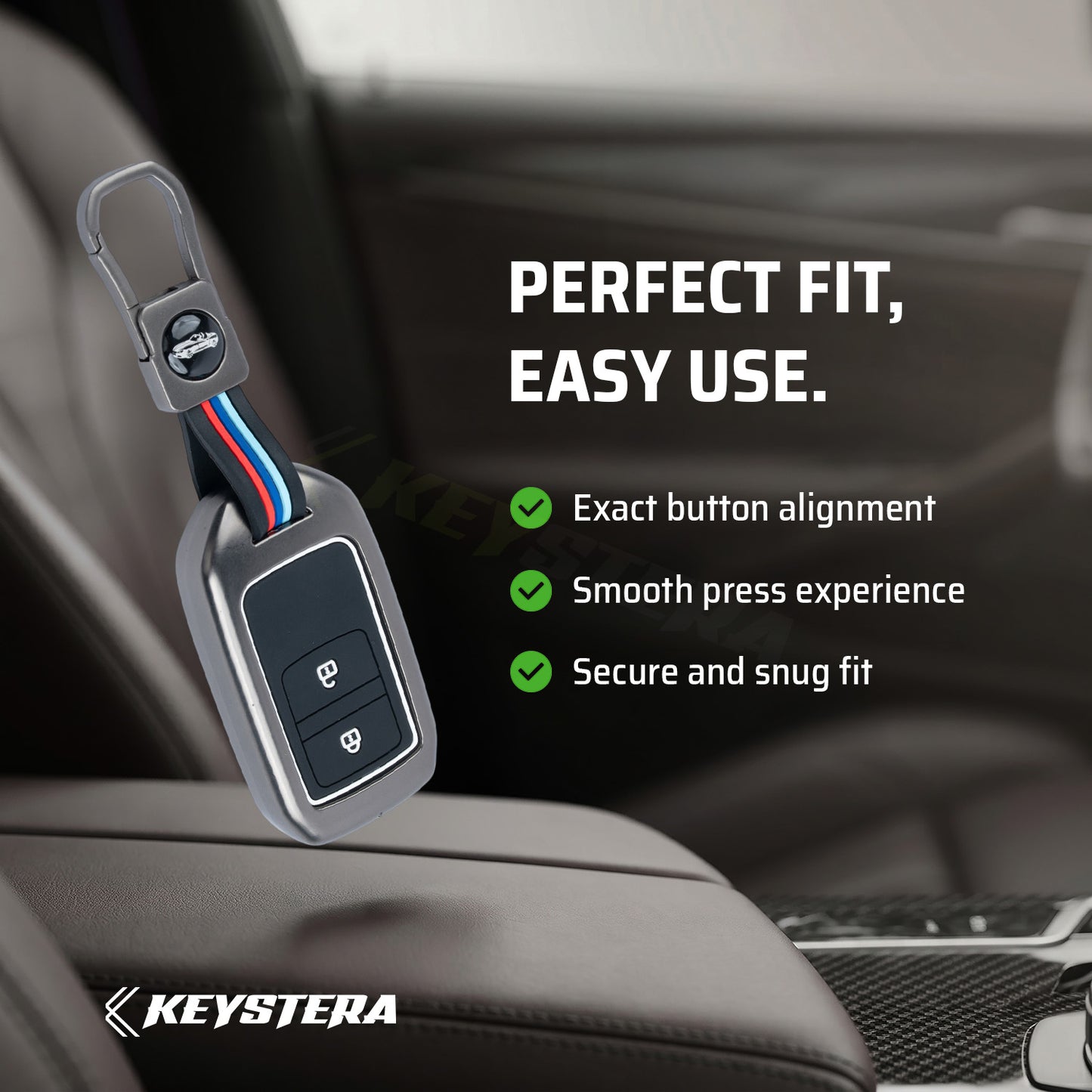 Metal Silicone Key Cover Compatible for Honda: Elevate, City, Jazz, Amaze, Accord, BR-V, CR-V, WR-V, Civic (2 button smart key)