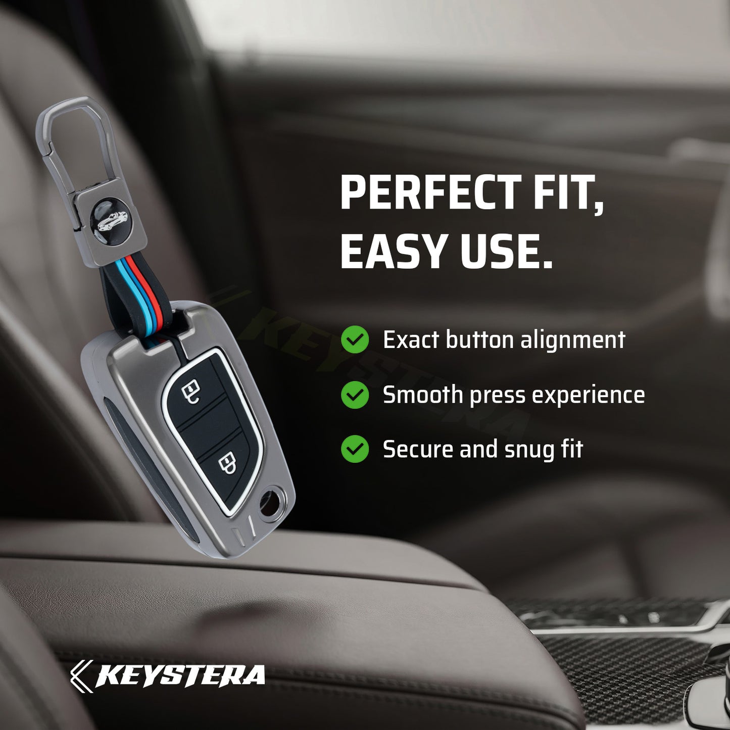 Metal Silicone Key Cover Compatible for Toyota Innova Crysta | Corolla Altis Flip Key (2 Button)