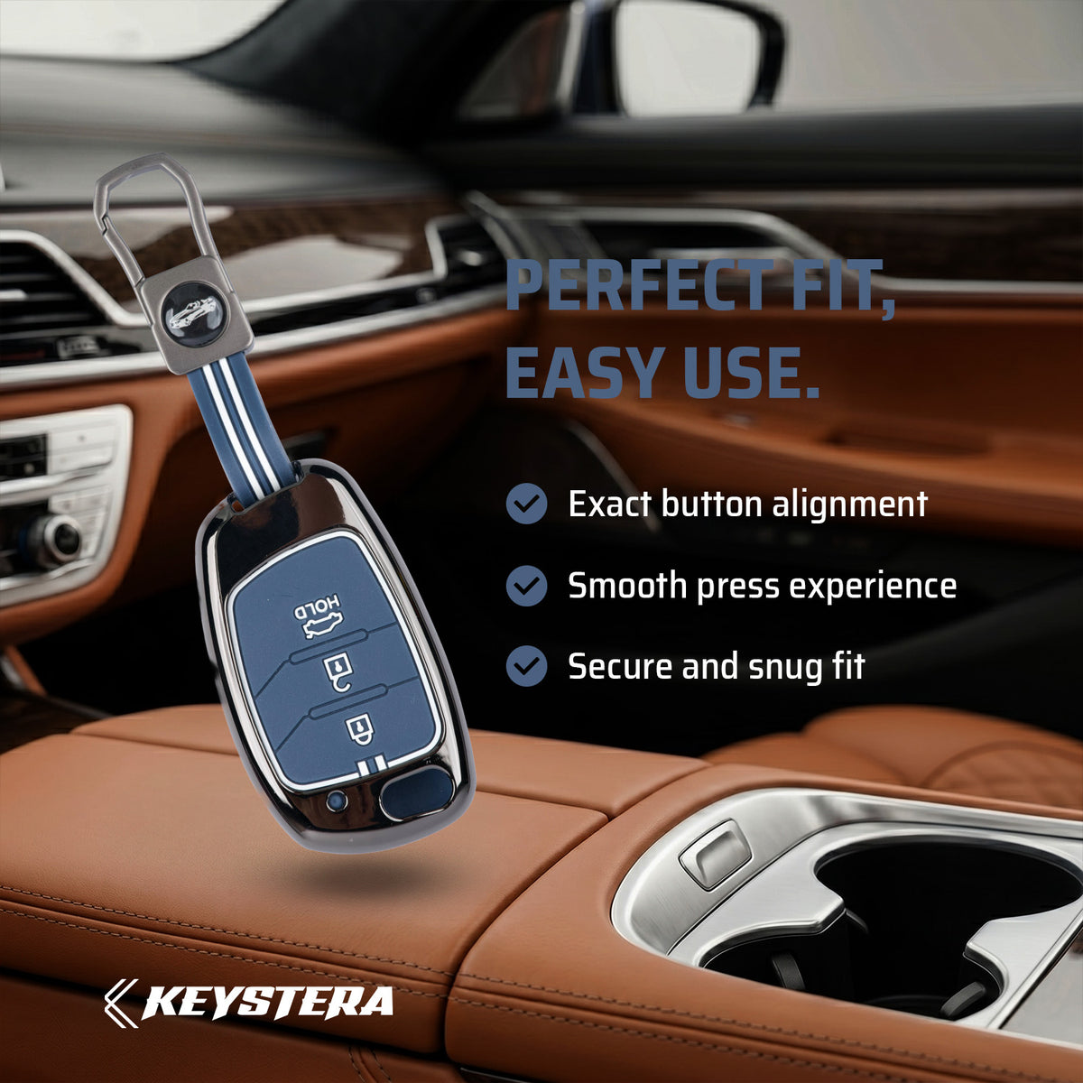 Metal Key Cover Compatible For Hyundai : Creta, Venue, Tucson, Alcazar, I20, Grand i10, Aura, Xcent, Exter 3 button flip key