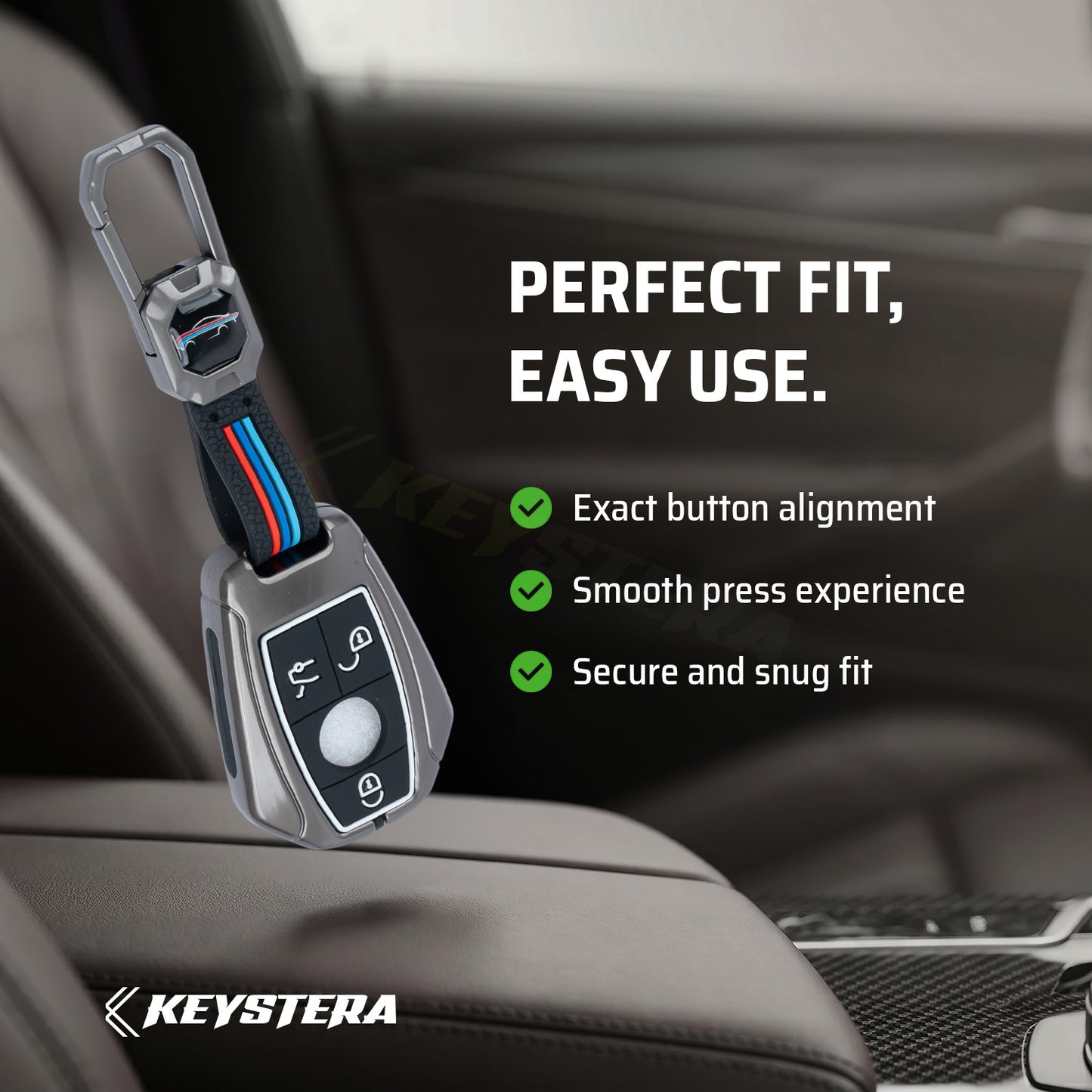 Metal Silicone Car Key Cover Compatible For Mercedes Benz : GL Series | S - Class | C - Class | M - Class | 3 Button Smart Key