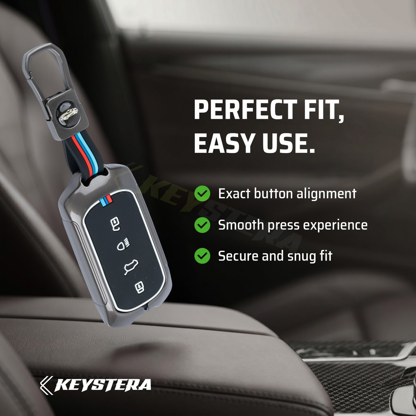 Metal Silicone Key Cover Compatible for Tata Sierra 2025, Curvv, Curvv EV (4 Button Smart Key)